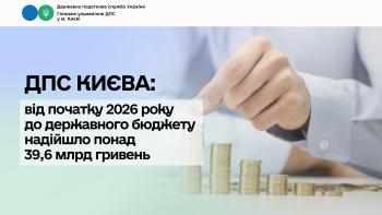 ДПС Києва: від початку 2026 року до державного бюджету надійшло понад 39,6 млрд гривень