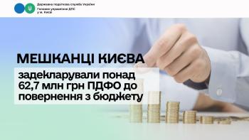Мешканці Києва задекларували понад 62,7 млн грн ПДФО  до повернення з бюджету
