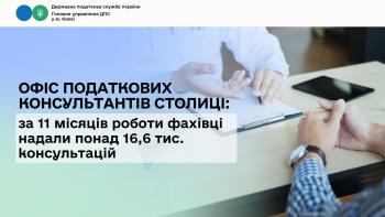 Офіс податкових консультантів столиці: за 11 місяців роботи фахівці надали понад 16,6 тис. консультацій