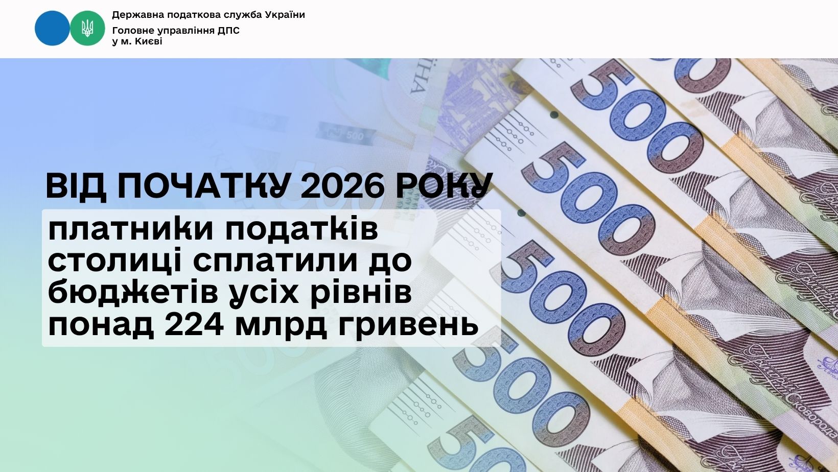 Від початку 2026 року платники податків столиці сплатили до бюджетів усіх рівнів понад 224 млрд гривень
